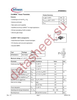 IPP90R800C3 datasheet  